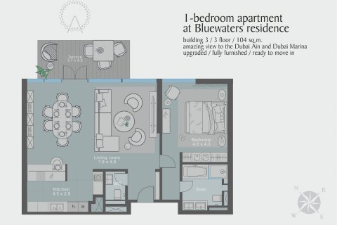 Apartament në Bluewaters, Dubai, Emiratet e Bashkuara Arabe 1 dhomë gjumi, 103 m2. № 571006 - Foto 3