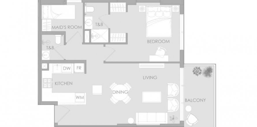 Apartemen di Ir1dian Park di Jumeirah Village Circle, Dubai, UEA 1 kamar tidur, 77.09 m2 nomor 582205