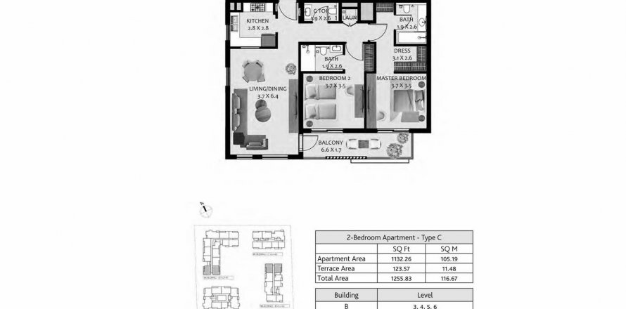 Apartmen di HILLSIDE RESIDENCES di Jebel Ali, Dubai, UAE 2 bilik tidur, 116.67 meter persegi № 367249