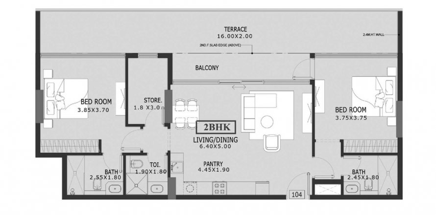 Apartament në Estrella By Nexus në Wadi Al Safa 3, Dubai, Emiratet e Bashkuara Arabe 2 dhoma gjumi, 134.2 m2. № 576853