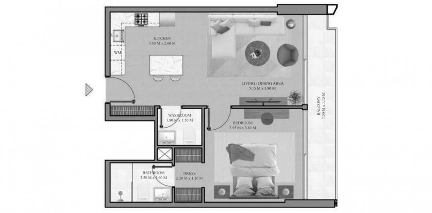 Apartment in Arista One in Al Satwa, Dubai, UAE 1 bedroom, 68.56 sq.m. № 582227