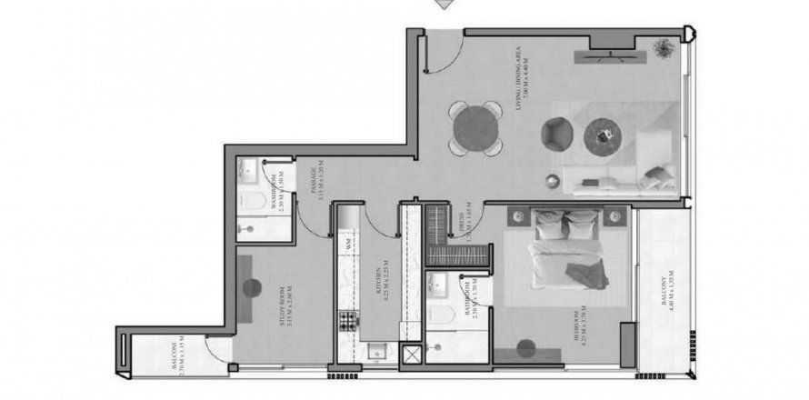 Byt v Arista One v Al Satwa, Dubai, SAE 1 ložnice, 97.64 m² Č.: 582235