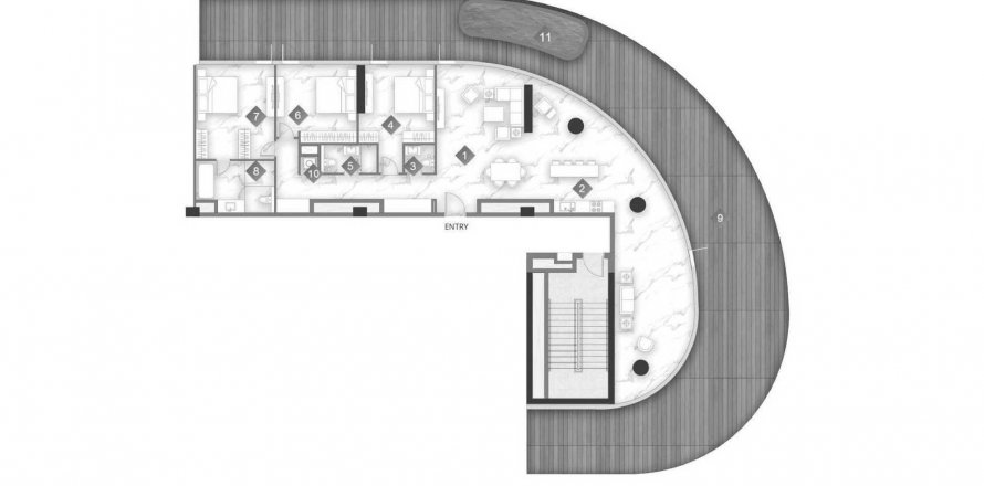 Apartment in Aqua Arc in Al Marjan Island, Ras Al Khaimah, UAE 3 bedrooms, 373.16 sq.m. № 535745