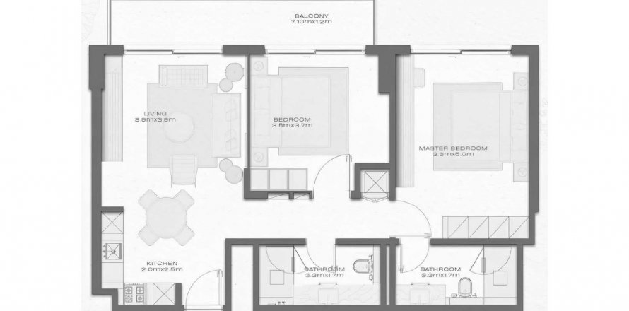 Apartment in Avenew 888 in Dubai South (Dubai World Central), UAE 2 bedrooms, 90.58 sq.m. № 628519
