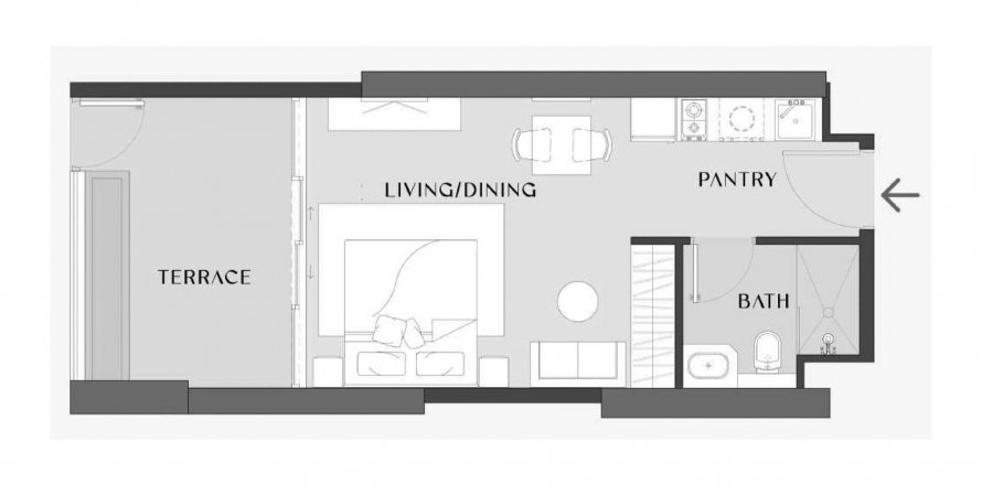 Пәтер Chelsea Gardens, Аль-Сатва, Дубай, БАӘ-да 44.69 м² № 575441