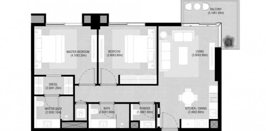 Apartment in Camden in Town Square, Dubai, UAE 2 bedrooms, 90.69 sq.m. № 619699