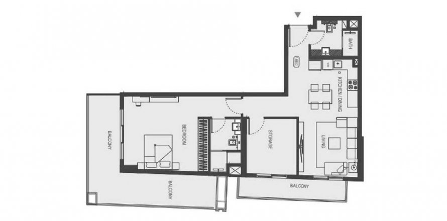 Floor plan «TYPE 14», 1 bedroom, in Dawn By Binghatti
