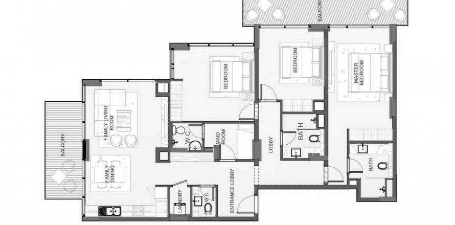 Apartament në Playa Viva në Al Marjan Island, Ras Al Khaimah, Emiratet e Bashkuara Arabe 3 dhoma gjumi, 153.29 m2. № 590627