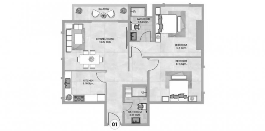 Apartmen di Barajeel Towers di Al Rashidiya, Ajman, UAE 2 bilik tidur, 134 meter persegi № 584920