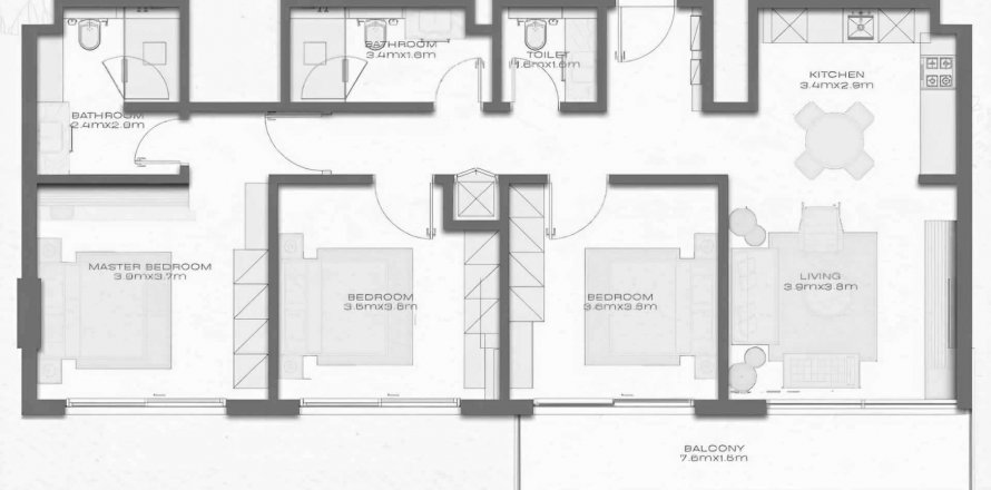 Apartment in Avenew 888 in Dubai South (Dubai World Central), UAE 3 bedrooms, 117.15 sq.m. № 628524