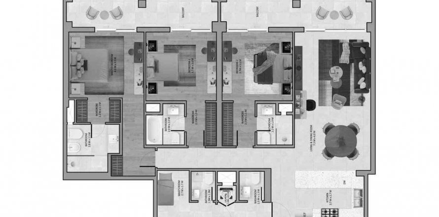 Byt v Marriott Residences v Al Barsha, Dubai, SAE 3 ložnice, 183.48 m² Č.: 575589