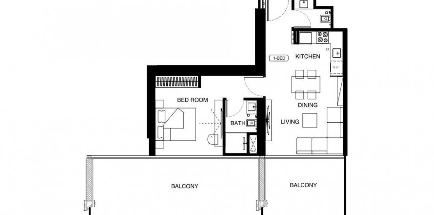 Apartmen di Binghatti Starlight di Al Jaddaf, Dubai, UAE 1 bilik tidur, 92.33 meter persegi № 582485