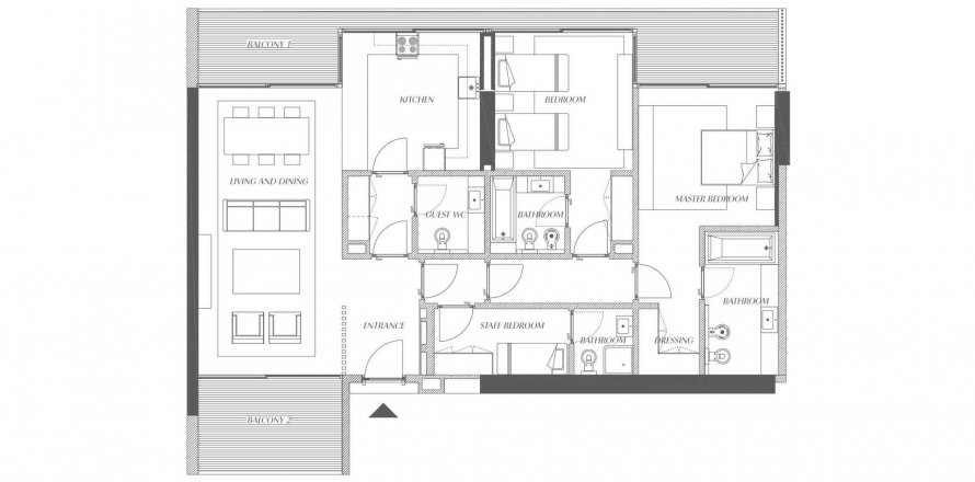 Apartment in Gateway Residences in Al Zorah, Ajman, UAE 2 bedrooms, 169.27 sq.m. № 610839