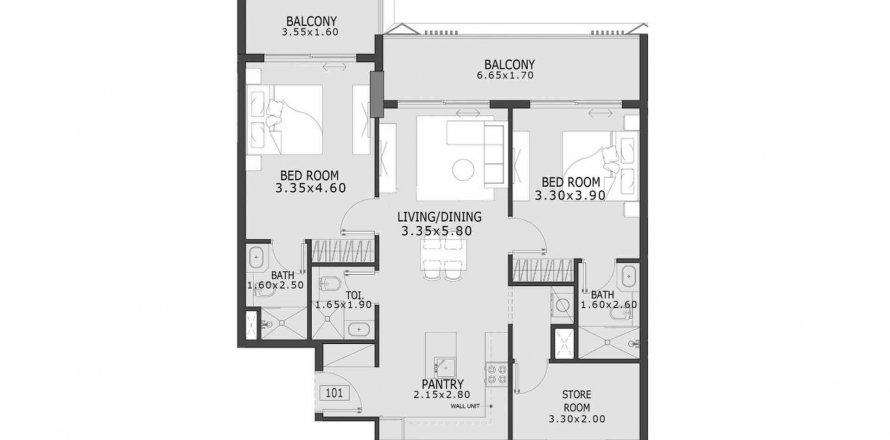 Byt v Coventry 66 v Dubai, SAE 2 ložnice, 102.38 m² Č.: 581138