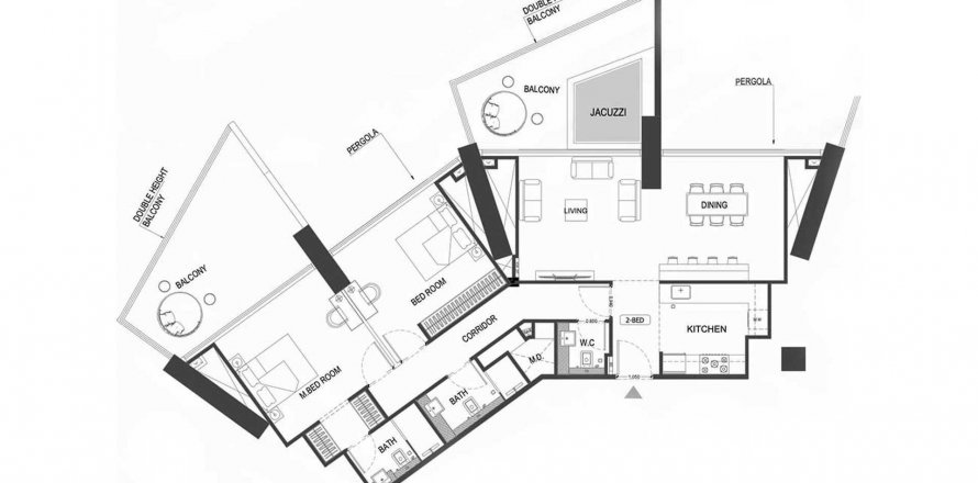 Apartment in Binghatti Royale in Jumeirah Village Circle, Dubai, UAE 2 bedrooms, 150 sq.m. № 571013
