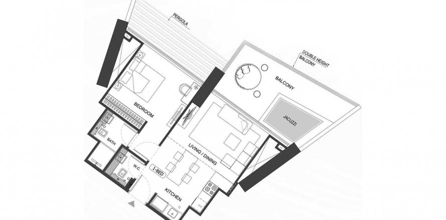 Lakás a Binghatti Royale lakóparkban itt: Jumeirah Village Circle, Dubai, EAE, 1 hálószoba, 75 m², azonosító: 571011