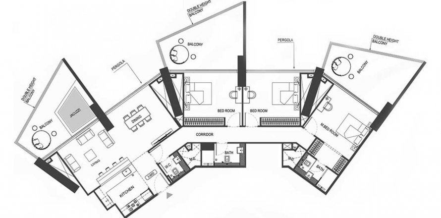 Apartment in Binghatti Royale in Jumeirah Village Circle, Dubai, UAE 3 bedrooms, 195 sq.m. № 571014