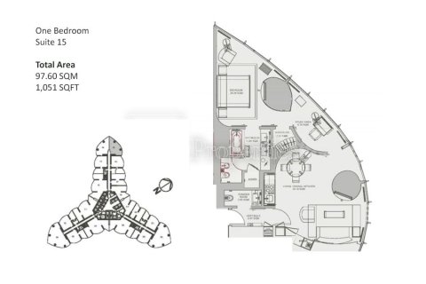 Huoneisto Downtown Dubai (Downtown Burj Dubai), Arabiemiraatit 1 makuuhuone, 97.6 m2 № 591476 - kuva 16