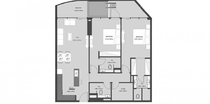 Byt v Lucky Oasis Residence v Jumeirah Village Circle, Dubai, SAE 2 ložnice, 121.98 m² Č.: 457321