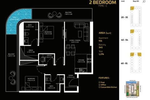 Byt v Business Bay, Dubai, SAE 2 ložnice, 118.5 m² Č.: 574954 - fotografie 8