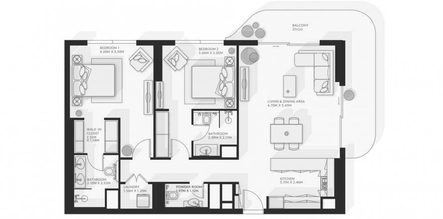 Apartment in GARDENIA BAY  on the Yas Island, Abu Dhabi, UAE 2 bedrooms, 120.36 sq.m. № 338800
