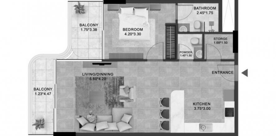 Apartment in Vivanti Residences in Jumeirah Village Circle, Dubai, UAE 1 bedroom, 62.8 sq.m. № 575425