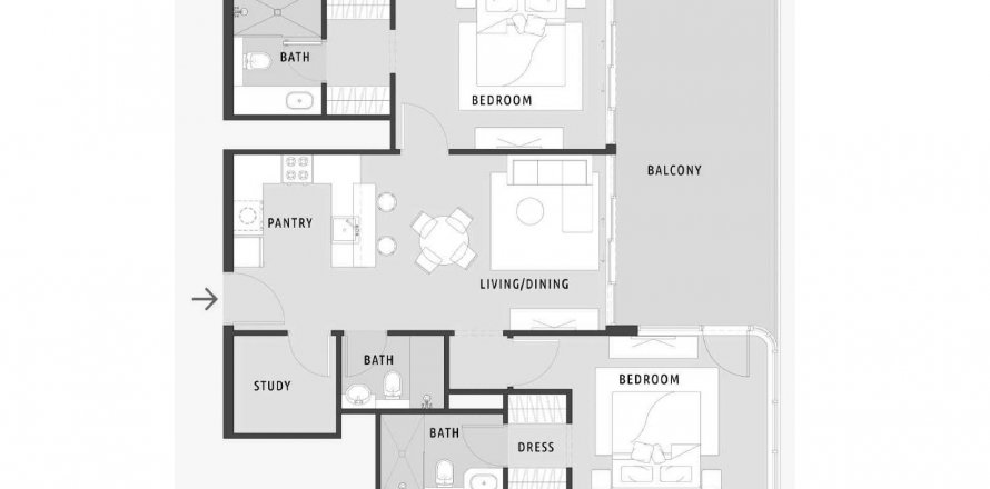 Apartment in Chelsea Gardens in Al Satwa, Dubai, UAE 2 bedrooms, 110.83 sq.m. № 575447