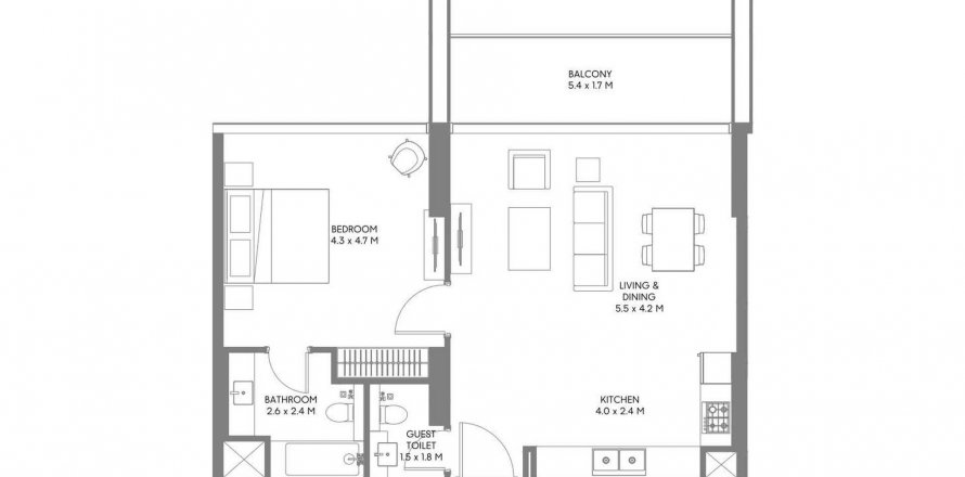 Byt v Safa Parkview v Muwaileh Commercial, Sharjah, SAE 1 ložnice, 80.25 m² Č.: 590431