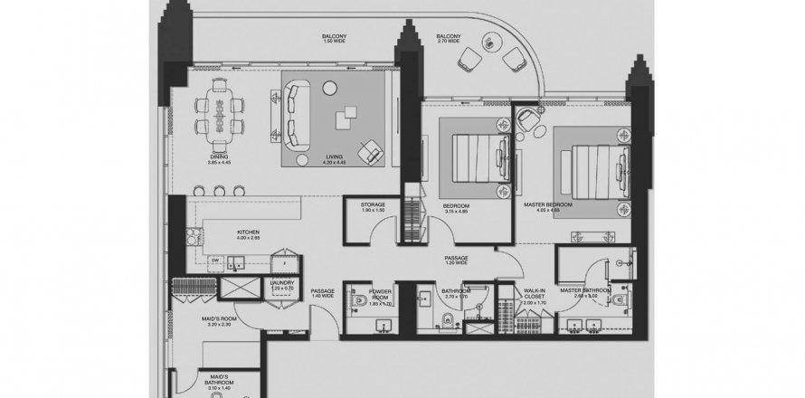 Apartemen di Atelis at d3 di Dubai Design District, UEA 2 kamar tidur, 175.99 m2 nomor 585800