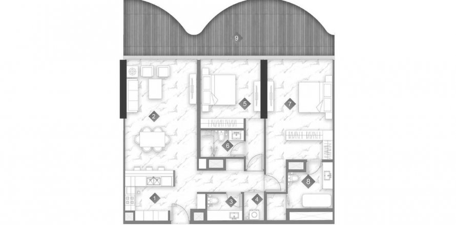 Apartment i Al Marjan Island, Ras Al Khaimah, UAE 2 soveværelser, 175.63 kvm № 535740