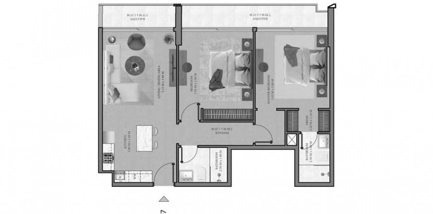 Byt v Arista One v Al Satwa, Dubai, SAE 2 ložnice, 100.99 m² Č.: 582237