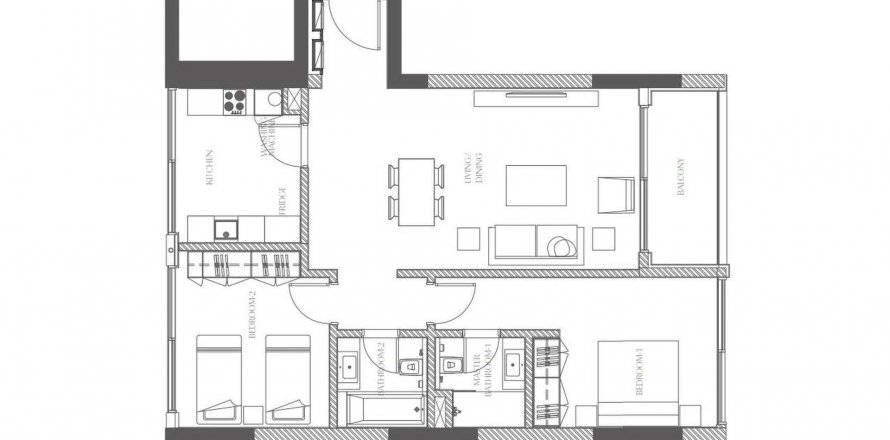 Apartament në Creekside Residence në Al Zorah, Ajman, Emiratet e Bashkuara Arabe 2 dhoma gjumi, 104.61 m2. № 610820