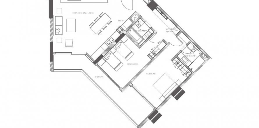 Apartament në Creekside Residence në Al Zorah, Ajman, Emiratet e Bashkuara Arabe 2 dhoma gjumi, 132.39 m2. № 610821