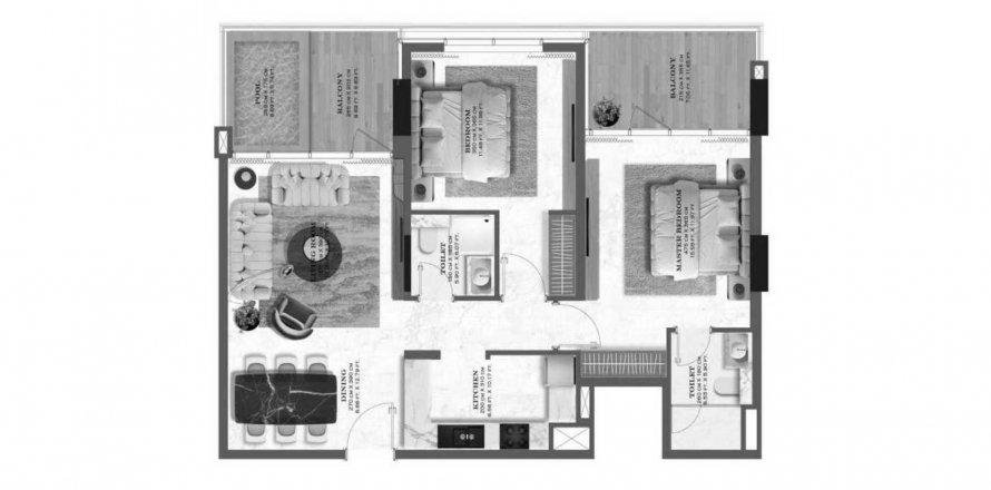 Apartment in Lazord by Lapis in Majan, Dubai, UAE 2 bedrooms, 103.99 sq.m. № 611622