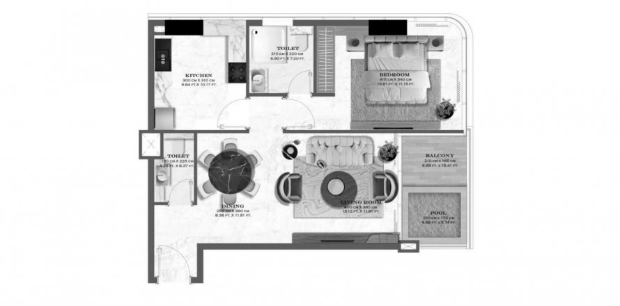 Apartment in Lazord by Lapis in Majan, Dubai, UAE 1 bedroom, 77.32 sq.m. № 611620