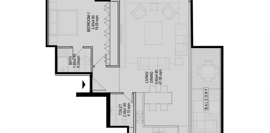 Apartman u Glam Residence u gradu Al Zorah, Ajman, UAE 1 spavaća soba, 94.98 m2 Br. 575960