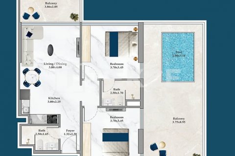Apartament në Dubai Silicon Oasis, Emiratet e Bashkuara Arabe 2 dhoma gjumi, 74 m2. № 577125 - Foto 29
