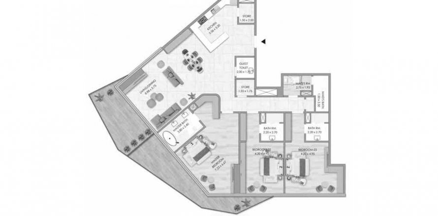 Byt v Habtoor Grande Residence v Dubai Marina, SAE 3 ložnice, 291.2 m² Č.: 389141