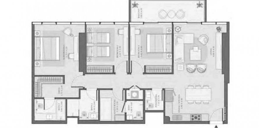 Byt v Avenue Park Towers v Al Wasl, Dubai, SAE 3 ložnice, 141.68 m² Č.: 581182