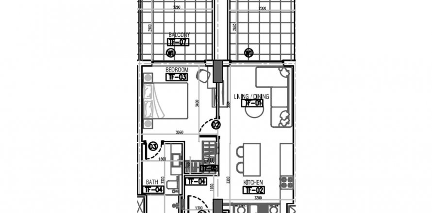 Apartemen di Laya Courtyard di Dubai Studio City, UEA 1 kamar tidur, 63.76 m2 nomor 610587