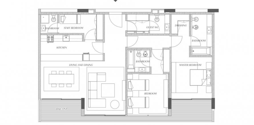 Byt v Gateway Residences v Al Zorah, Ajman, SAE 2 ložnice, 156.45 m² Č.: 610837